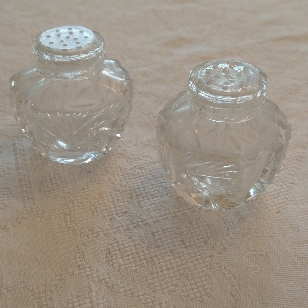 Antique crystal salt and pepper shakers cottagecore shabby chic grand millenial